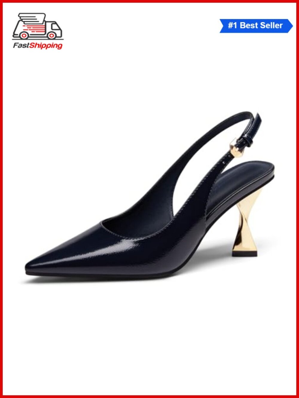 Kitten Heels Slingback Pointed Closed Toe Pumps Faux Leather Dress Shoes